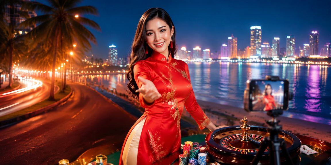 Người phụ nữ mặc áo dài tại Mũi Né sử dụng điện thoại xem kèo thể thao trên ứng dụng mobile